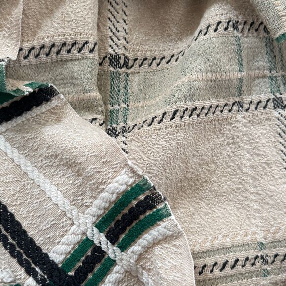 Vintage Bates Woven Plaid Bedspread USA Made Green Black Mid Century 96x84" - Picture 4 of 7